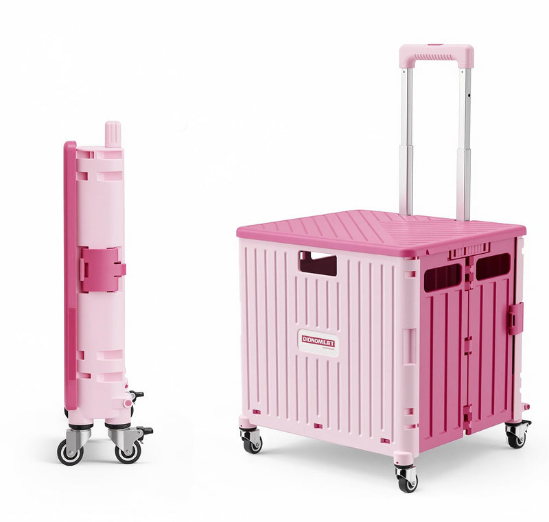 Viviendo 65 L Foldable Shopping Trolley with Sliding Lid – Pink