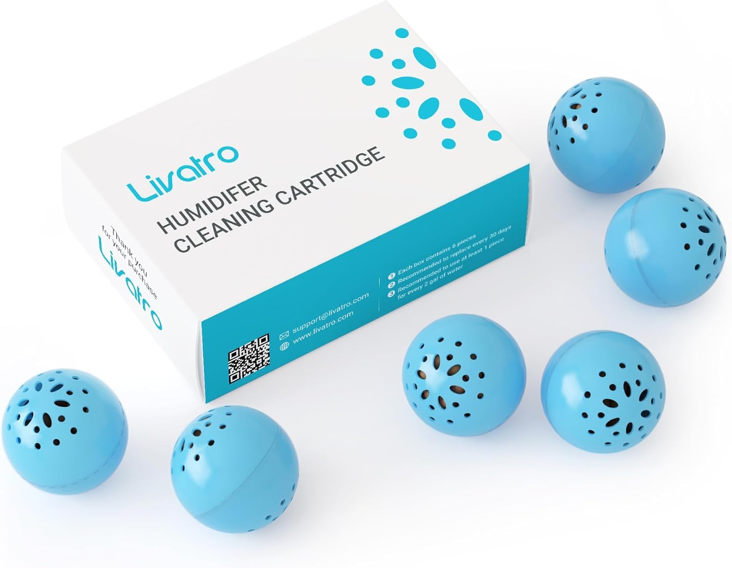 LIVATRO Humidifier Water Filter Balls 6-Pack - Blue