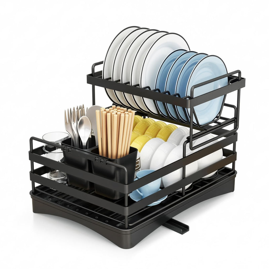 Adivo 2-Tier Dish Drying Rack – Black