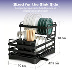 Adivo 2-Tier Dish Drying Rack – Black, view 7