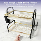 Adivo 2-Tier Dish Drying Rack – Black & Gold, view 3
