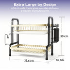 Adivo 2-Tier Dish Drying Rack – Black & Gold, view 7