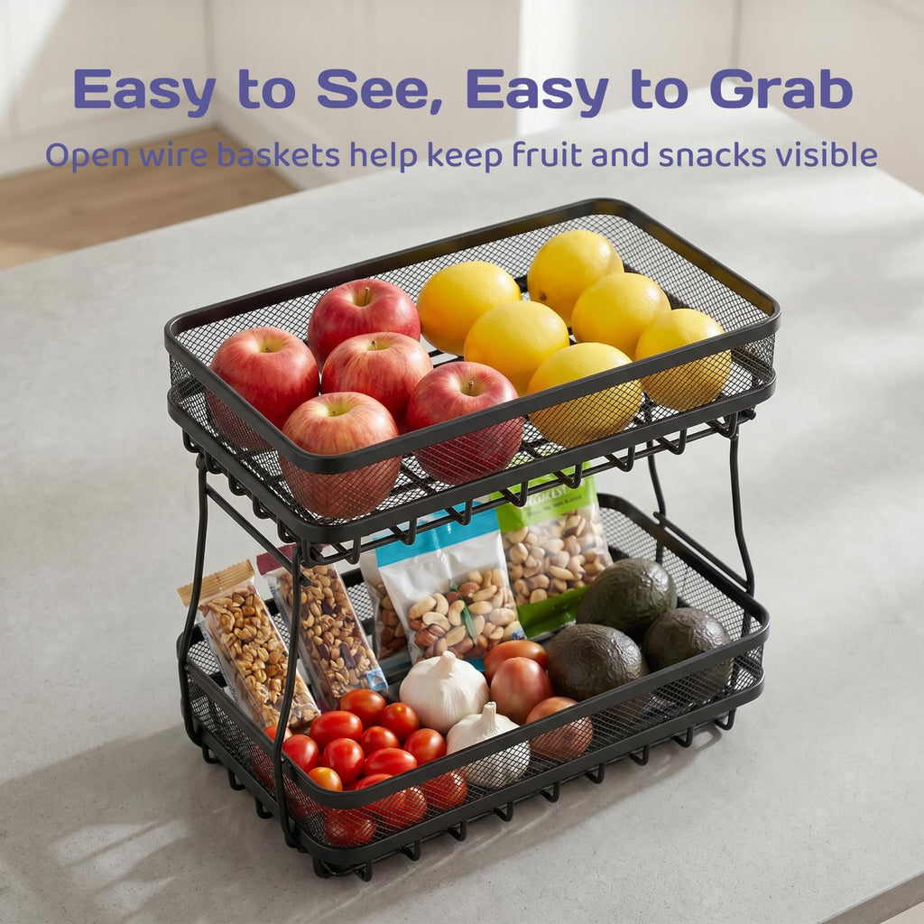 Adivo 2-Tier Fruit and Vegetable Basket – Rectangular, view 5