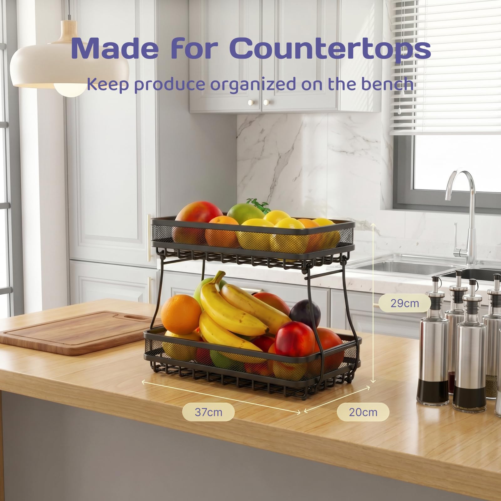 Adivo 2-Tier Fruit and Vegetable Basket – Rectangular, view 6