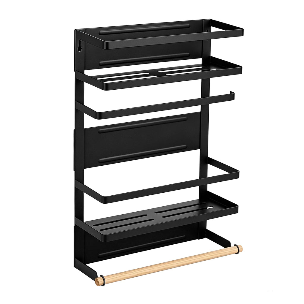 Adivo 2-Tier Magnetic Fridge Spice Rack – Black