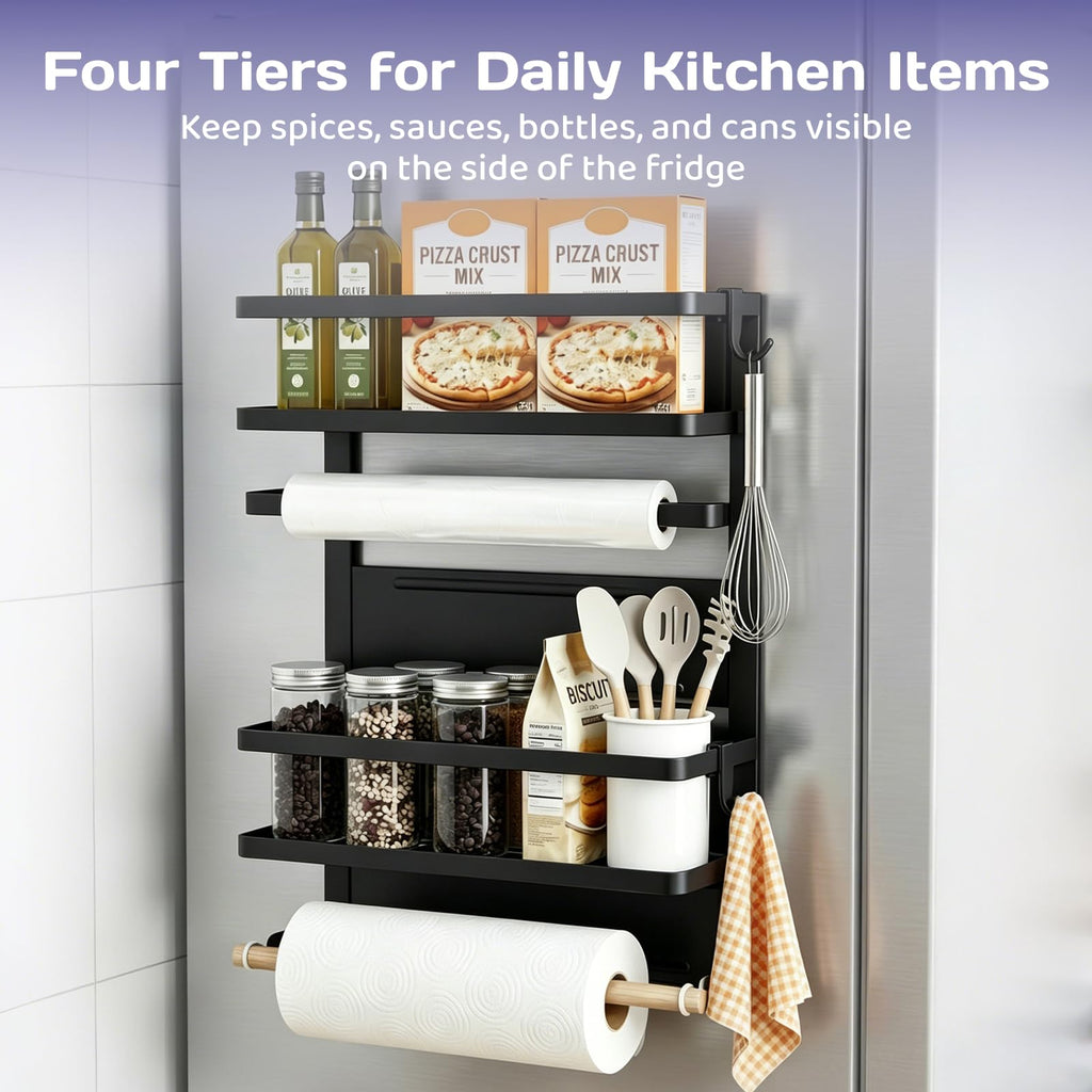 Adivo 2-Tier Magnetic Fridge Spice Rack – Black, view 3