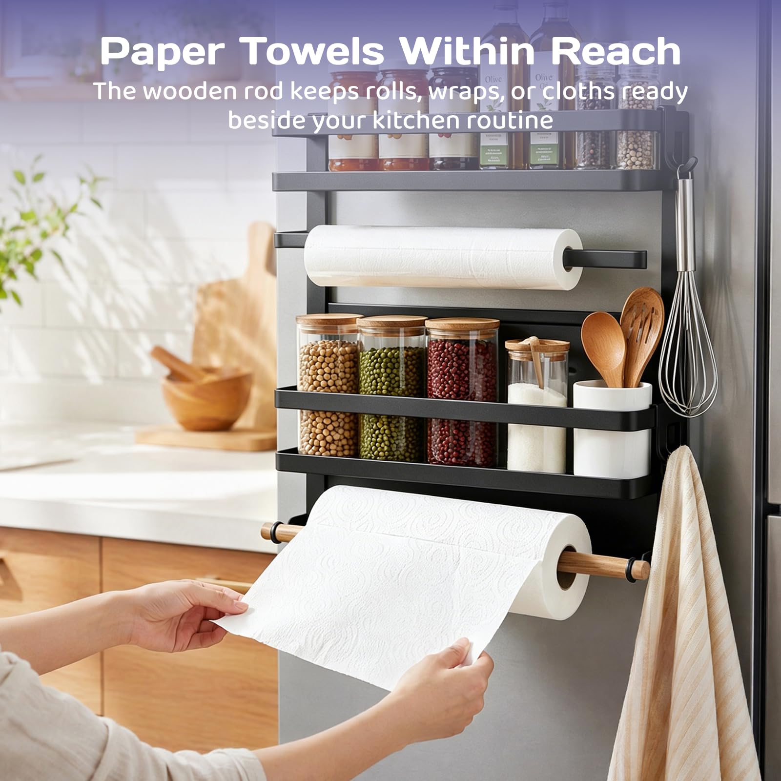Adivo 2-Tier Magnetic Fridge Spice Rack – Black, view 4