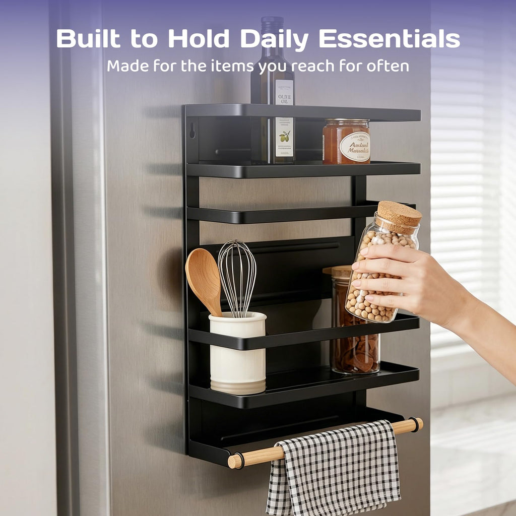 Adivo 2-Tier Magnetic Fridge Spice Rack – Black, view 5