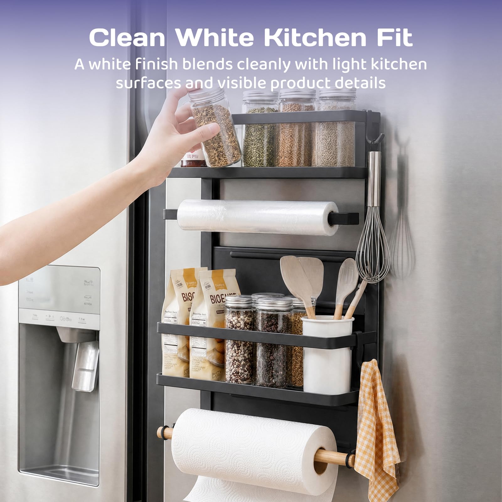 Adivo 2-Tier Magnetic Fridge Spice Rack – Black, view 6