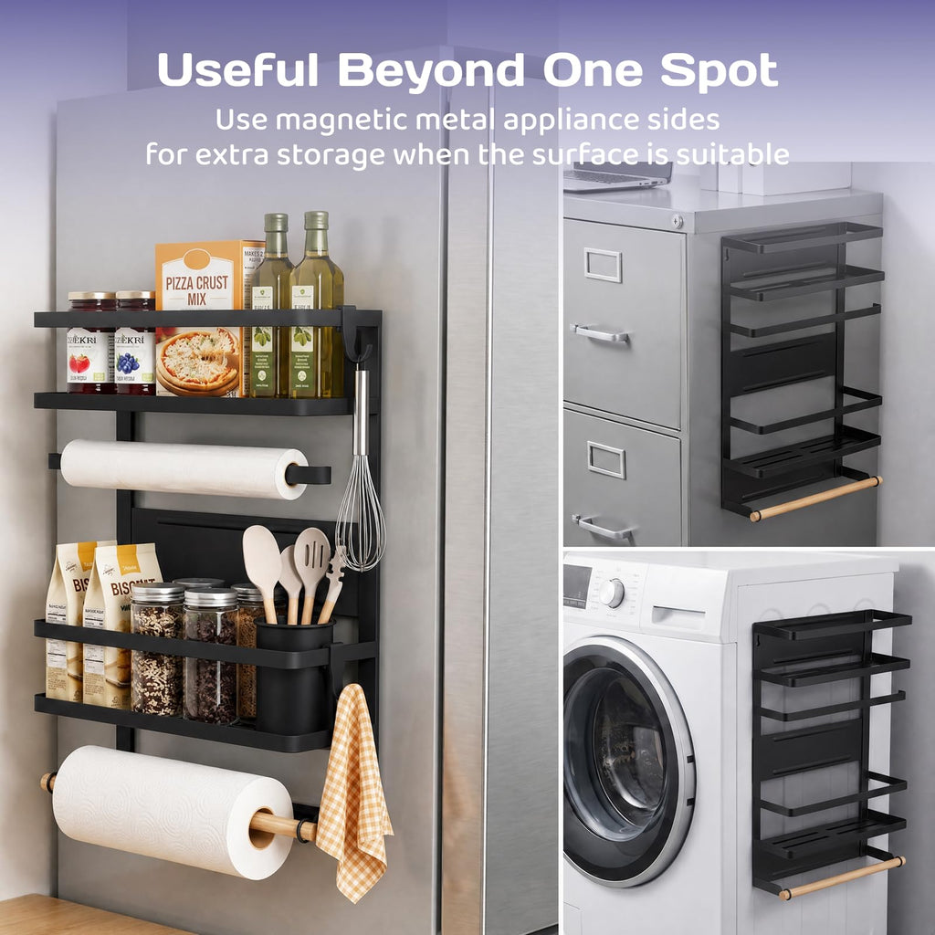 Adivo 2-Tier Magnetic Fridge Spice Rack – Black, view 7