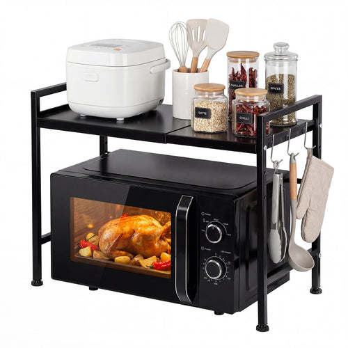 Adivo 2-Tier Microwave Oven Rack – Black