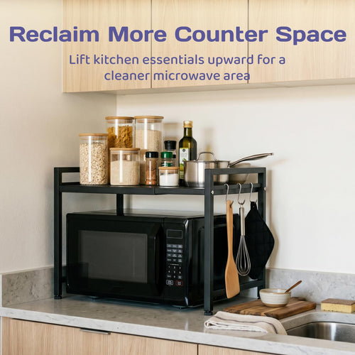 Adivo 2-Tier Microwave Oven Rack – Black, view 2
