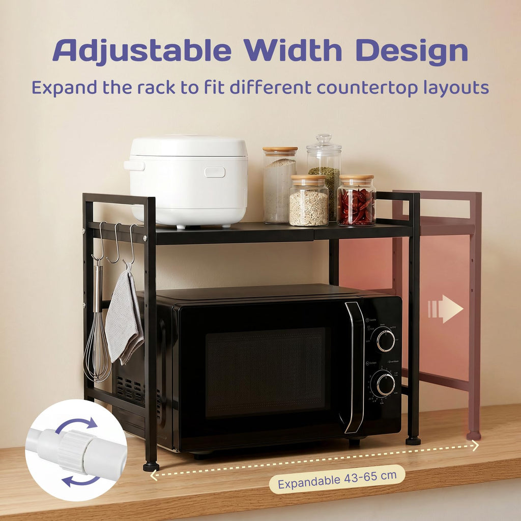 Adivo 2-Tier Microwave Oven Rack – Black, view 3