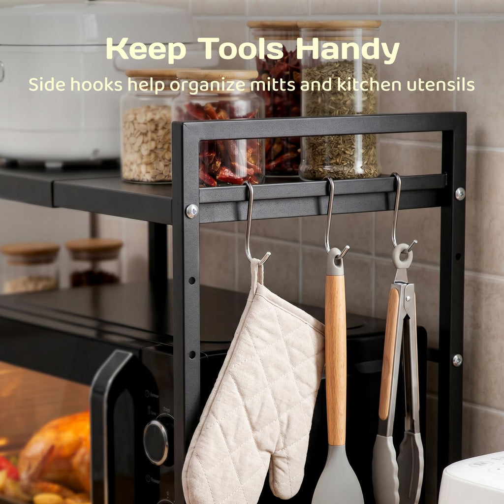 Adivo 2-Tier Microwave Oven Rack – Black, view 5