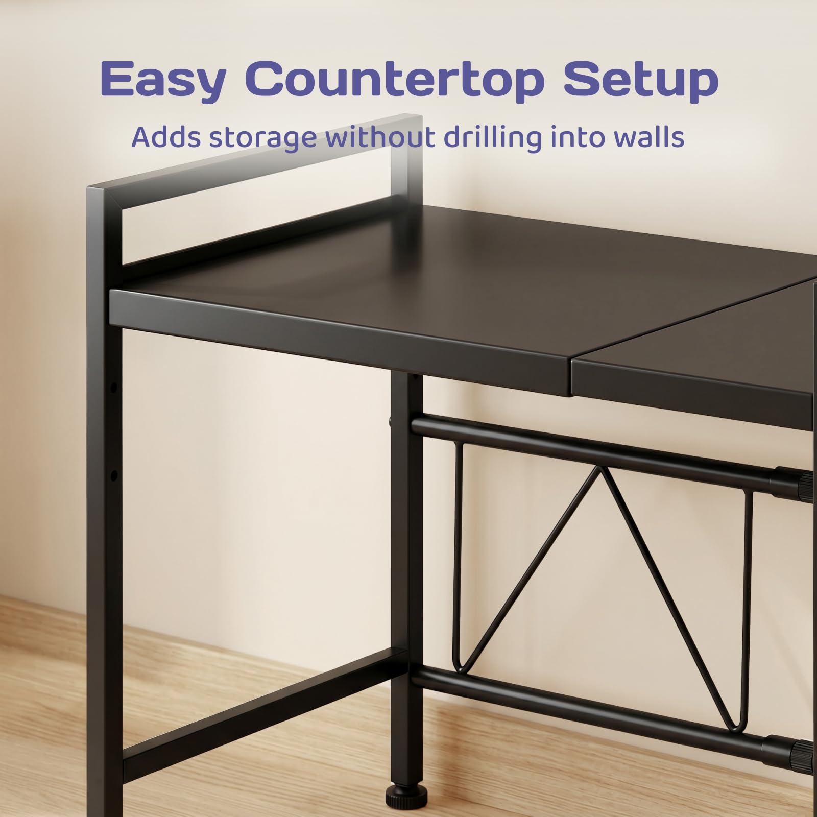 Adivo 2-Tier Microwave Oven Rack – Black, view 6