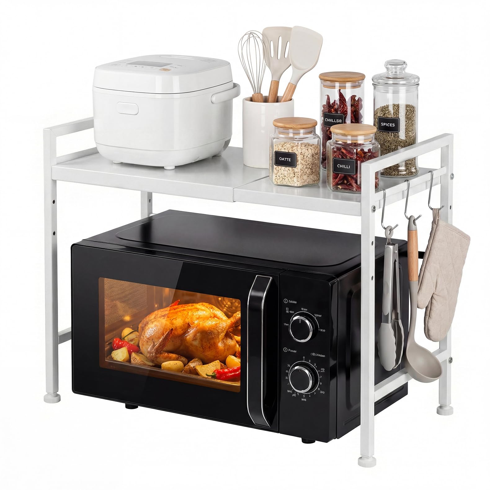 Adivo 2-Tier Microwave Oven Rack – White
