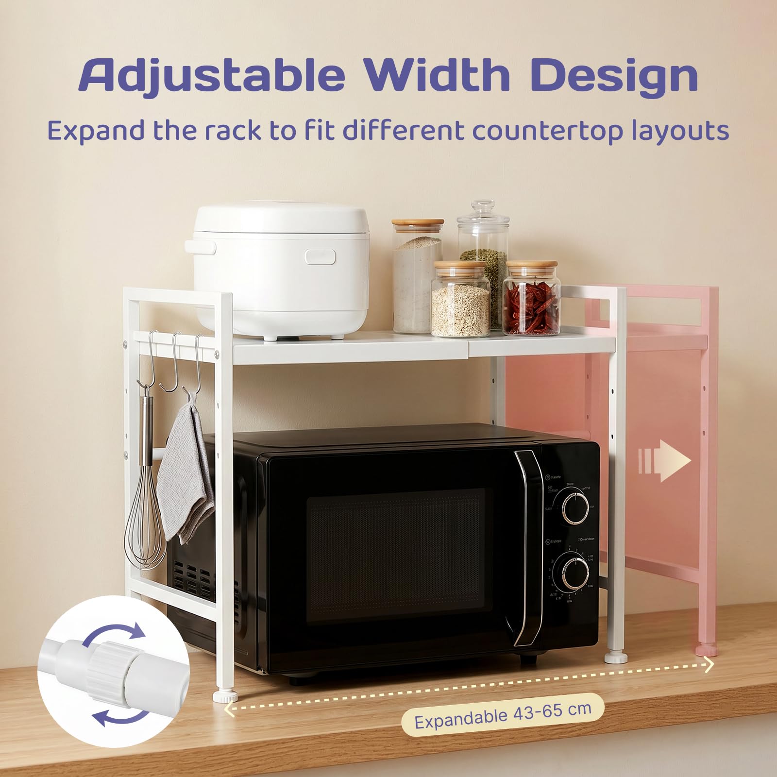 Adivo 2-Tier Microwave Oven Rack – White, view 3