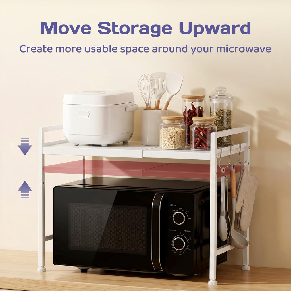 Adivo 2-Tier Microwave Oven Rack – White, view 4