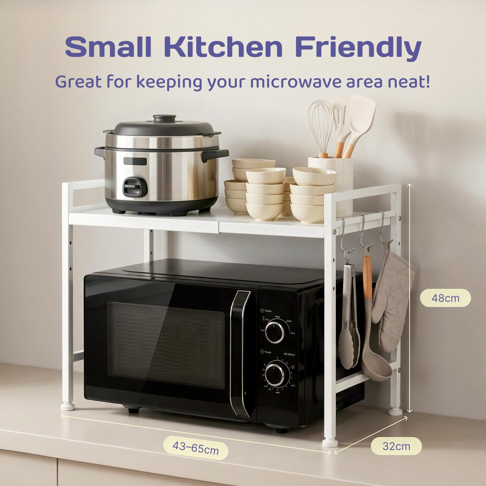 Adivo 2-Tier Microwave Oven Rack – White, view 7
