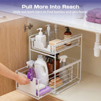 Adivo 2-Tier Sliding Drawer Organiser – White, view 2