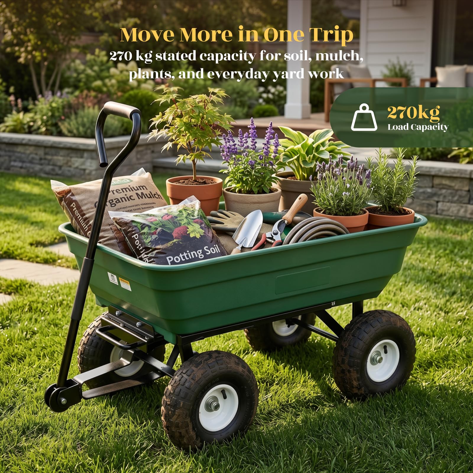 Hortikraft 270 kg Garden Dump Cart, view 2