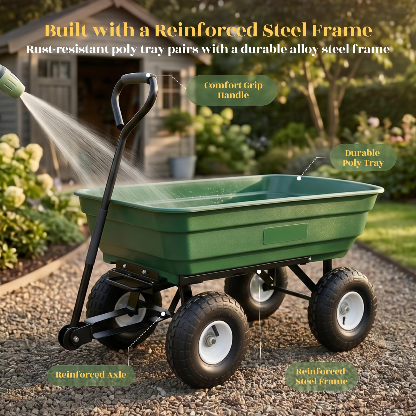 Hortikraft 270 kg Garden Dump Cart, view 5