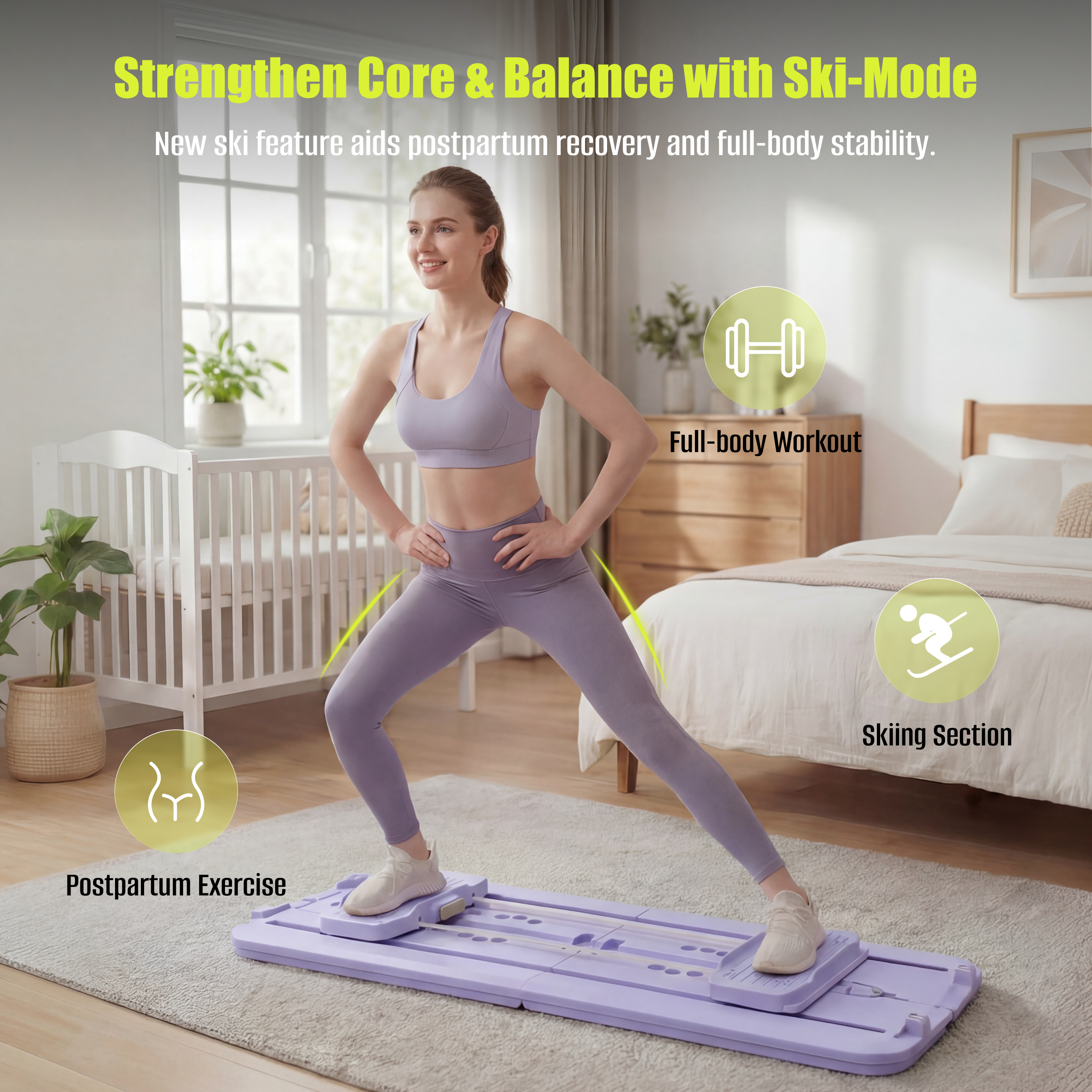 MaxU Foldable Pilates Reformer Board with Counter – Lavender feature image 6