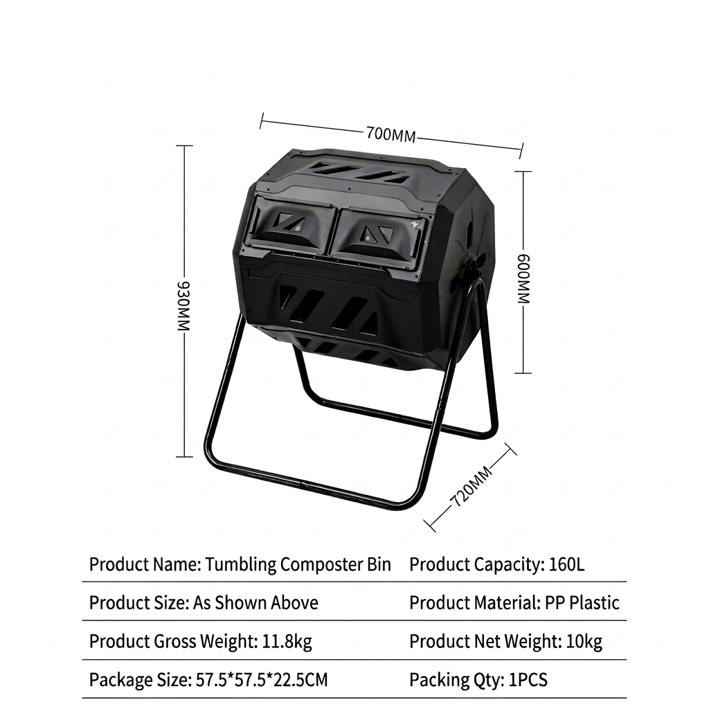 Hortikraft 160 L Tumbling Compost Bin – feature and detail image 1