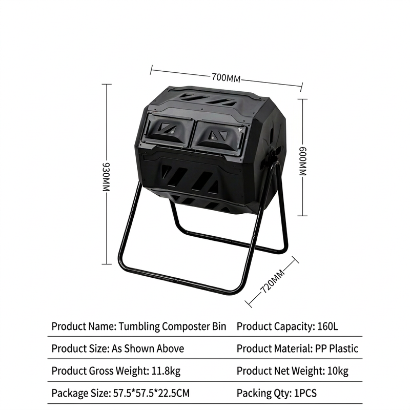 Hortikraft 160 L Tumbling Compost Bin – feature and detail image 1