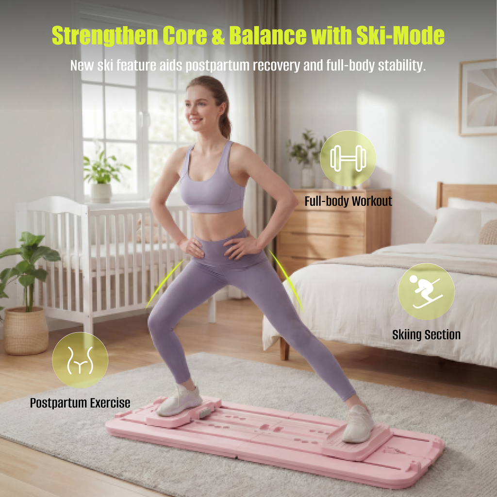 MaxU Foldable Pilates Reformer Board with Counter – Pink feature image 1