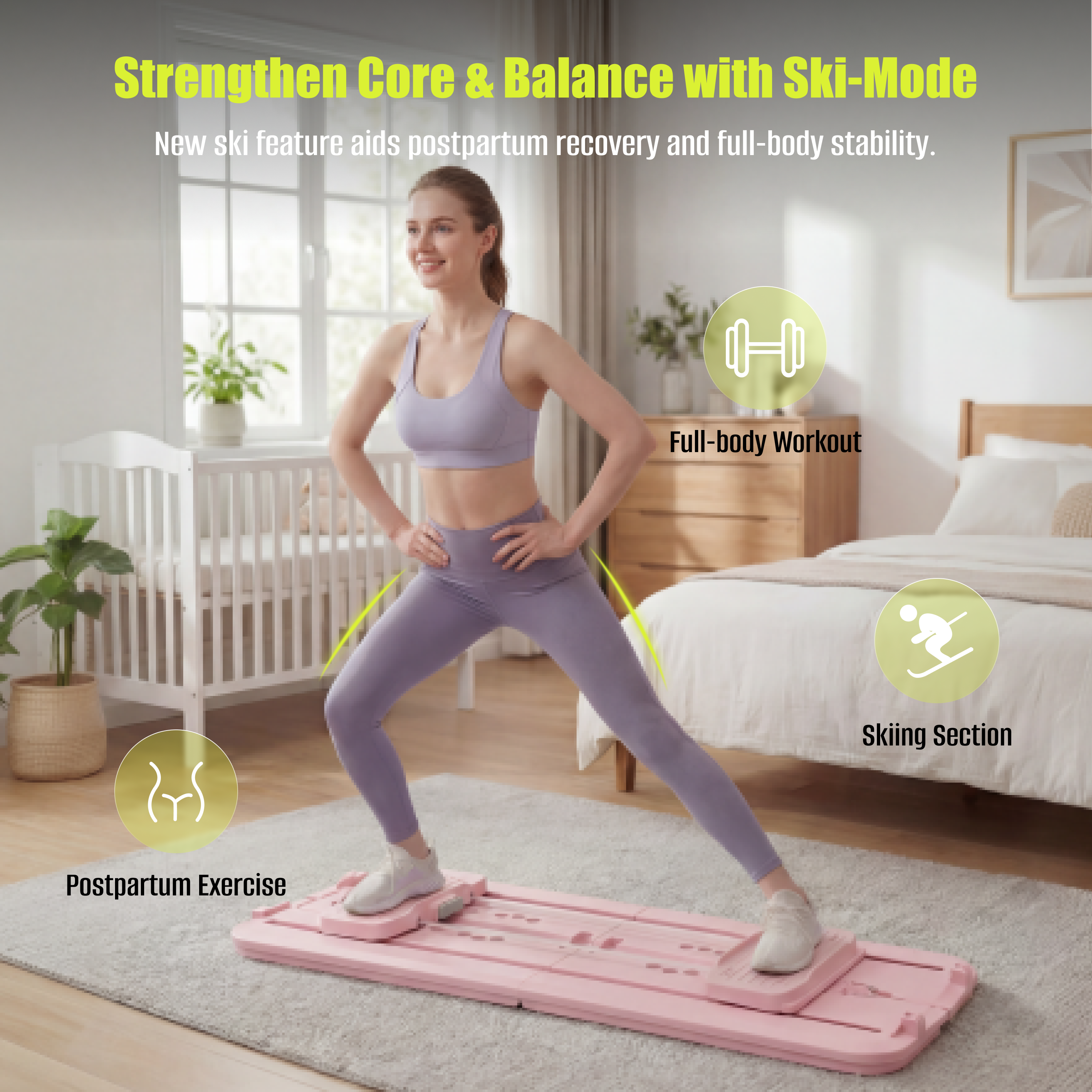 MaxU Foldable Pilates Reformer Board with Counter – Pink feature image 1