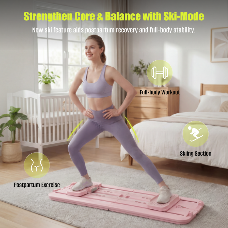 MaxU Foldable Pilates Reformer Board with Counter – Pink feature image 1