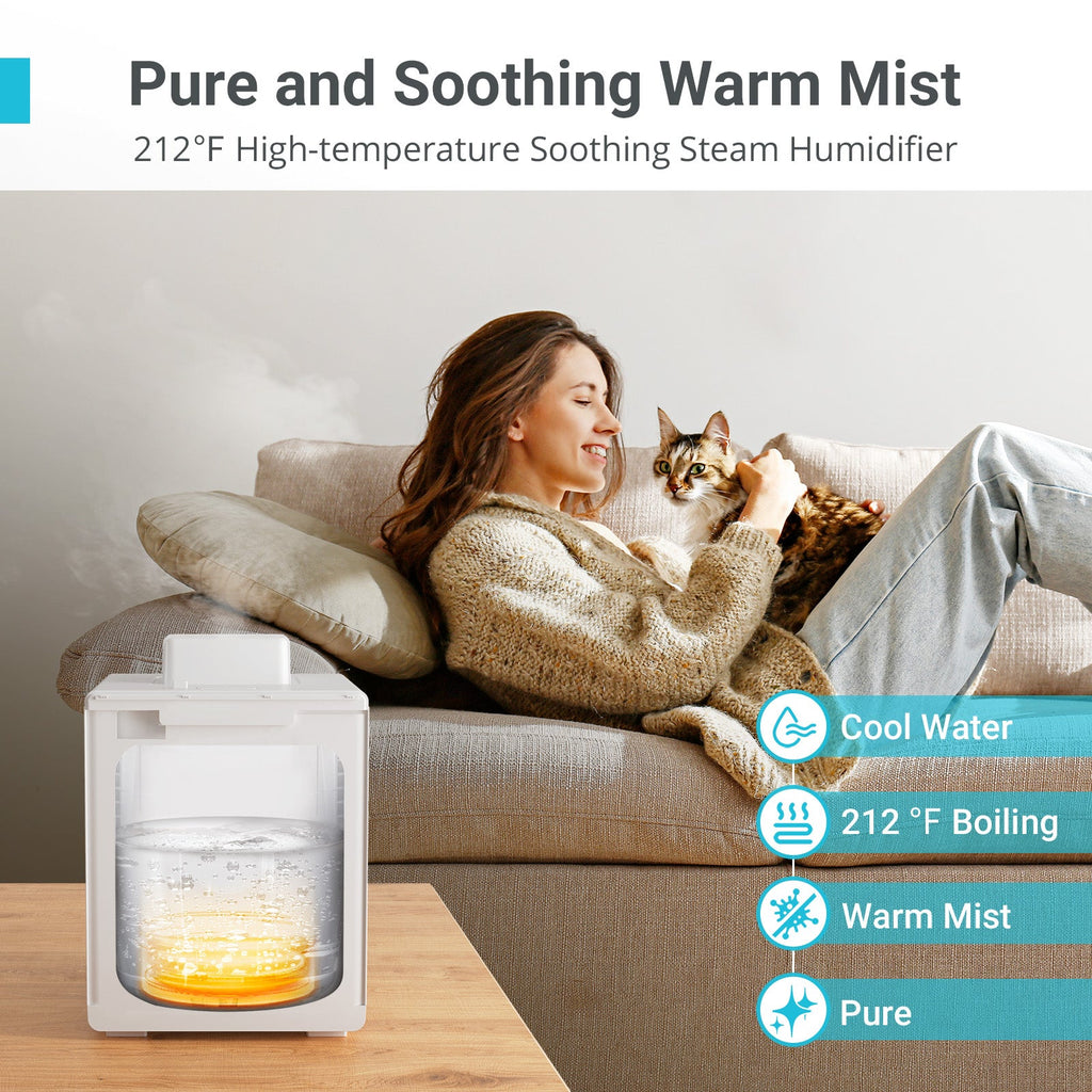 Livatro 3 L Warm Mist Humidifier – White – feature and detail image 1