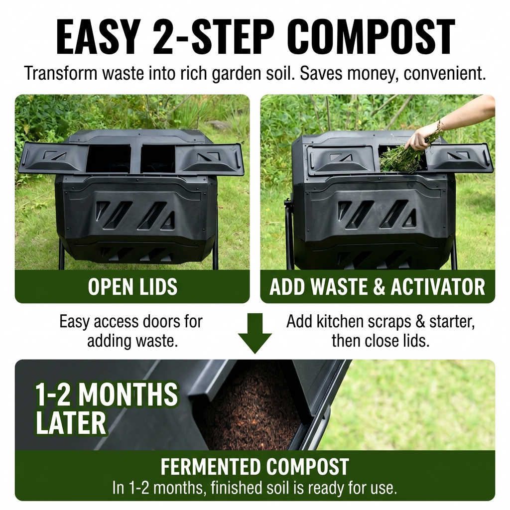 Hortikraft 160 L Tumbling Compost Bin – feature and detail image 2