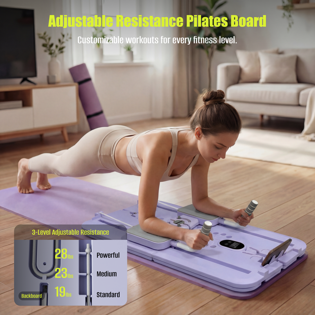 MaxU Foldable Pilates Reformer Board with Counter – Lavender feature image 7