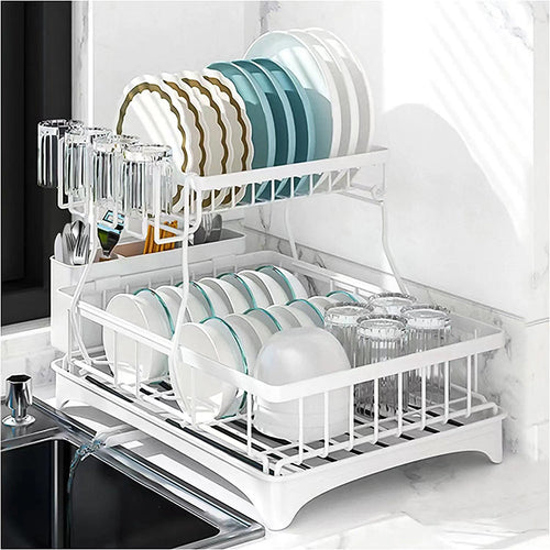 Adivo 49 cm 2-Tier Dish Drying Rack – White