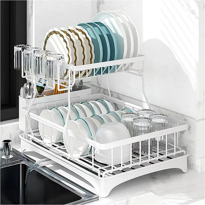 Adivo 49 cm 2-Tier Dish Drying Rack – White