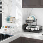 Adivo 49 cm 2-Tier Dish Drying Rack – Black, view 2