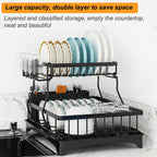 Adivo 49 cm 2-Tier Dish Drying Rack – Black, view 4