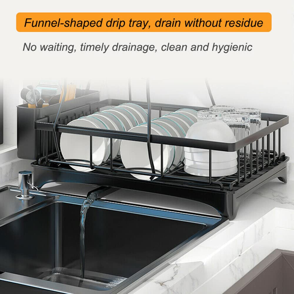 Adivo 49 cm 2-Tier Dish Drying Rack – Black, view 5