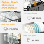 Adivo 49 cm 2-Tier Dish Drying Rack – Black, view 9