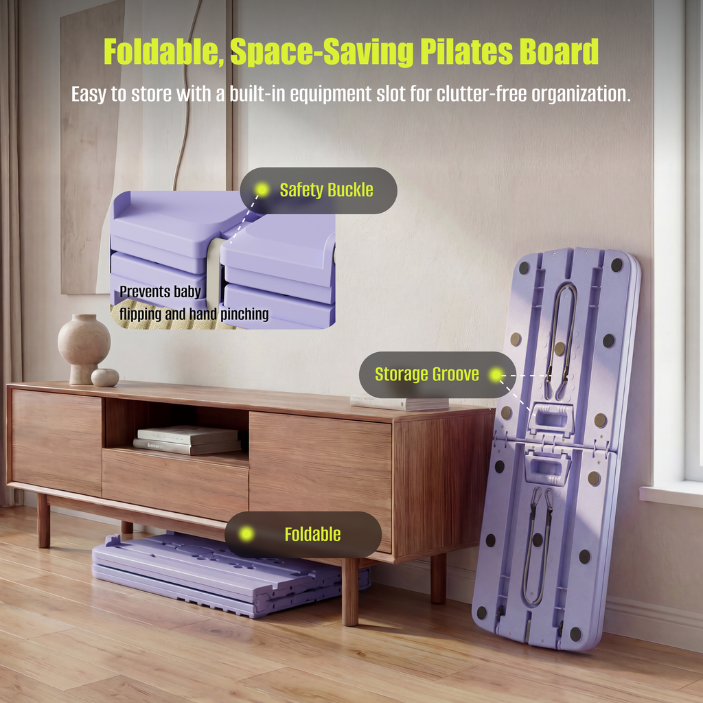 MaxU Foldable Pilates Reformer Board with Counter – Lavender feature image 8