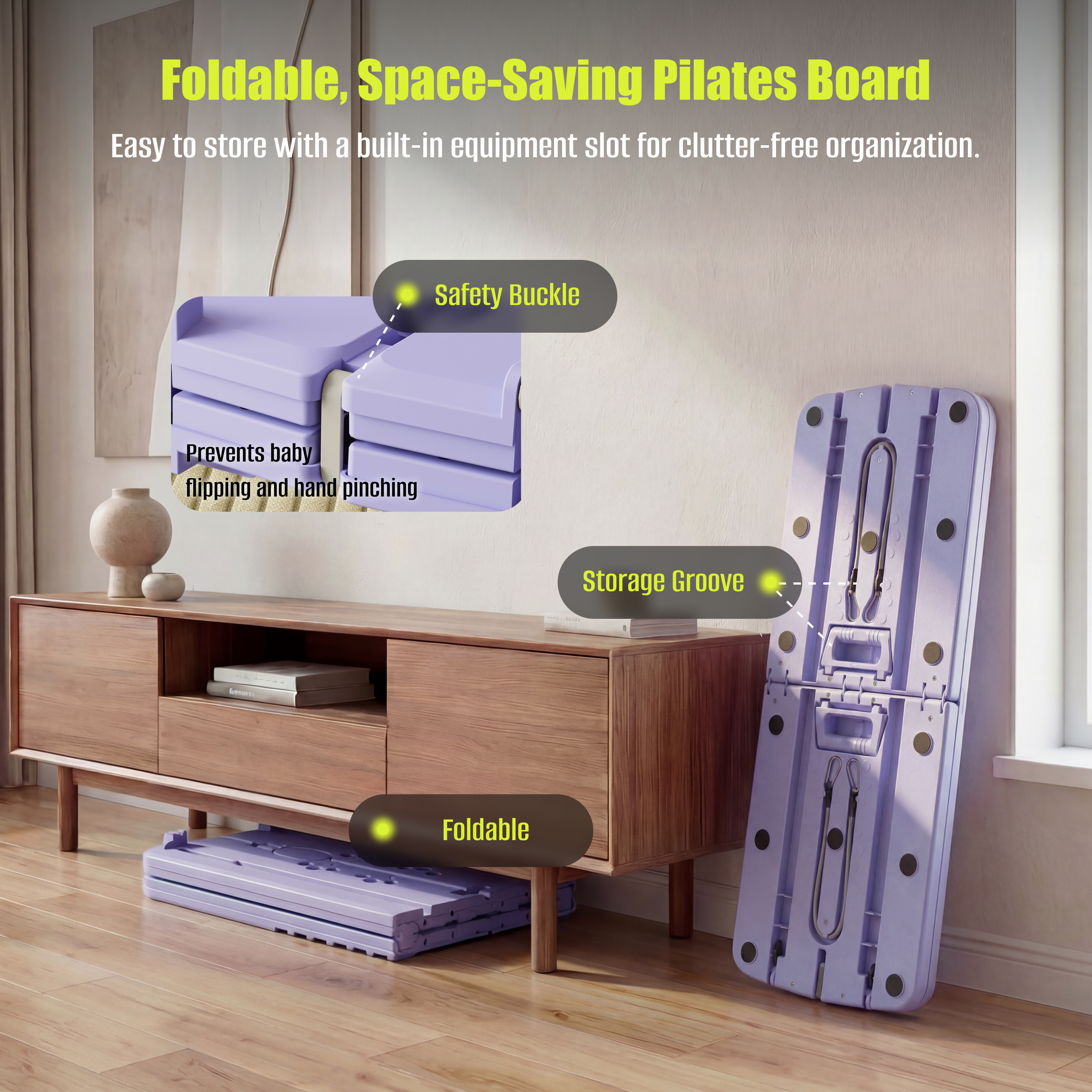 MaxU Foldable Pilates Reformer Board with Counter – Lavender feature image 8