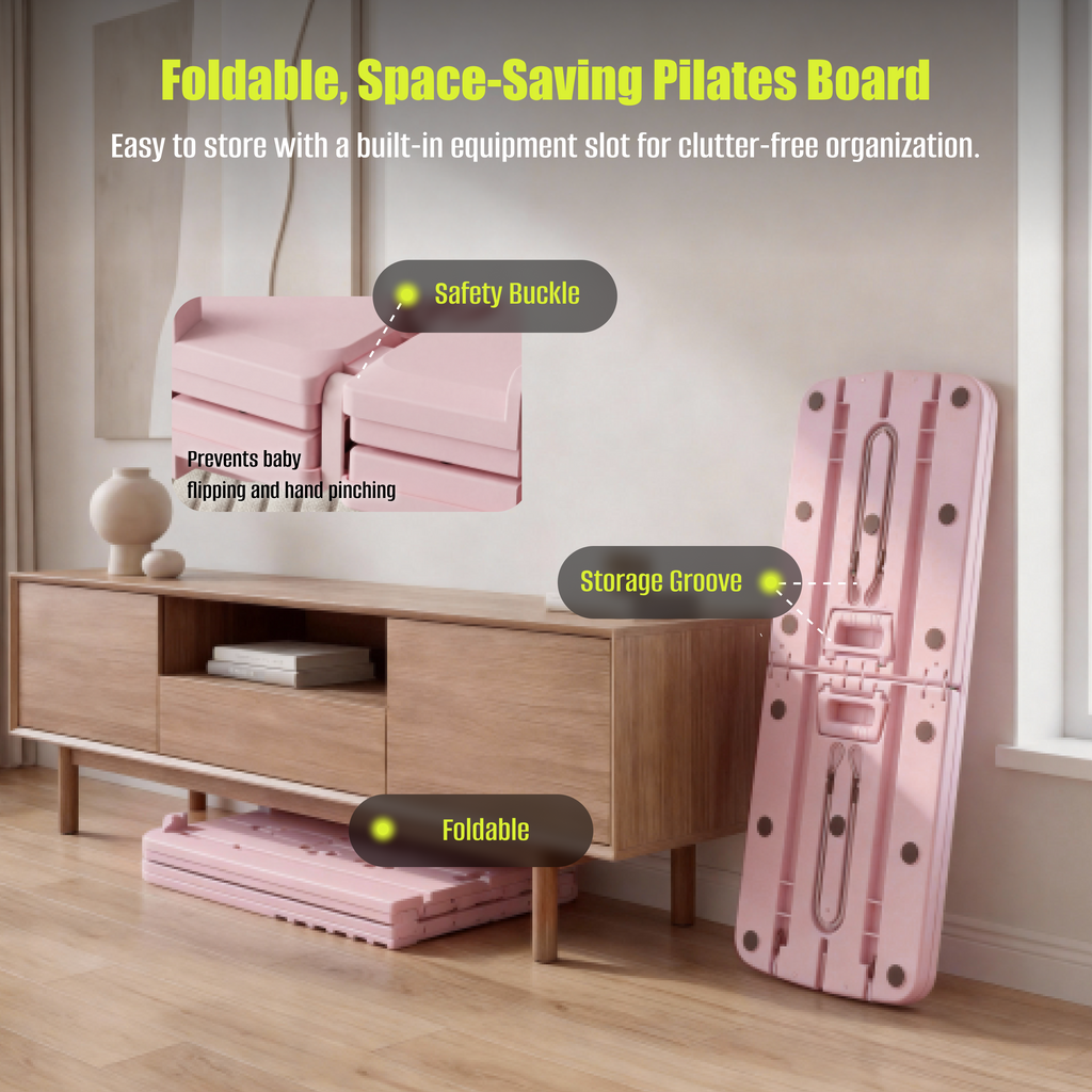 MaxU Foldable Pilates Reformer Board with Counter – Pink feature image 4