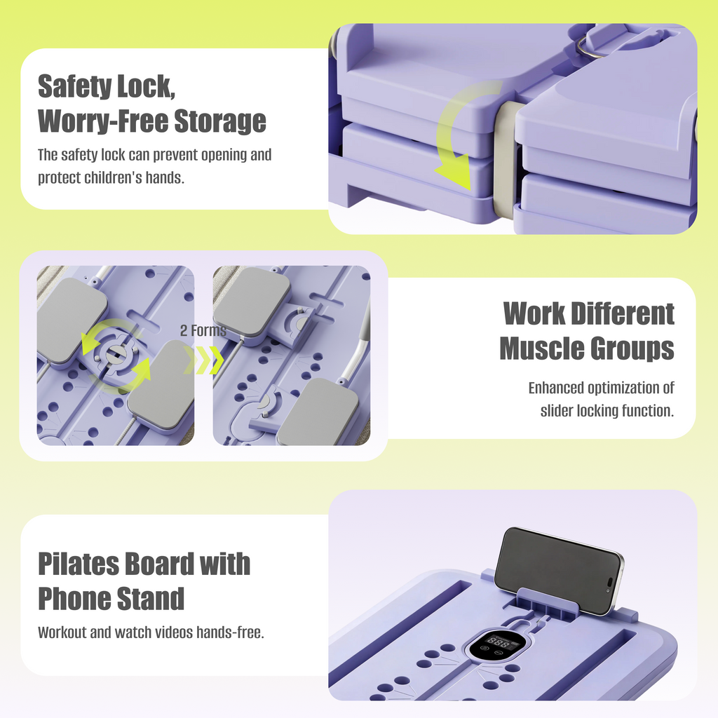 MaxU Foldable Pilates Reformer Board with Counter – Lavender feature image 4