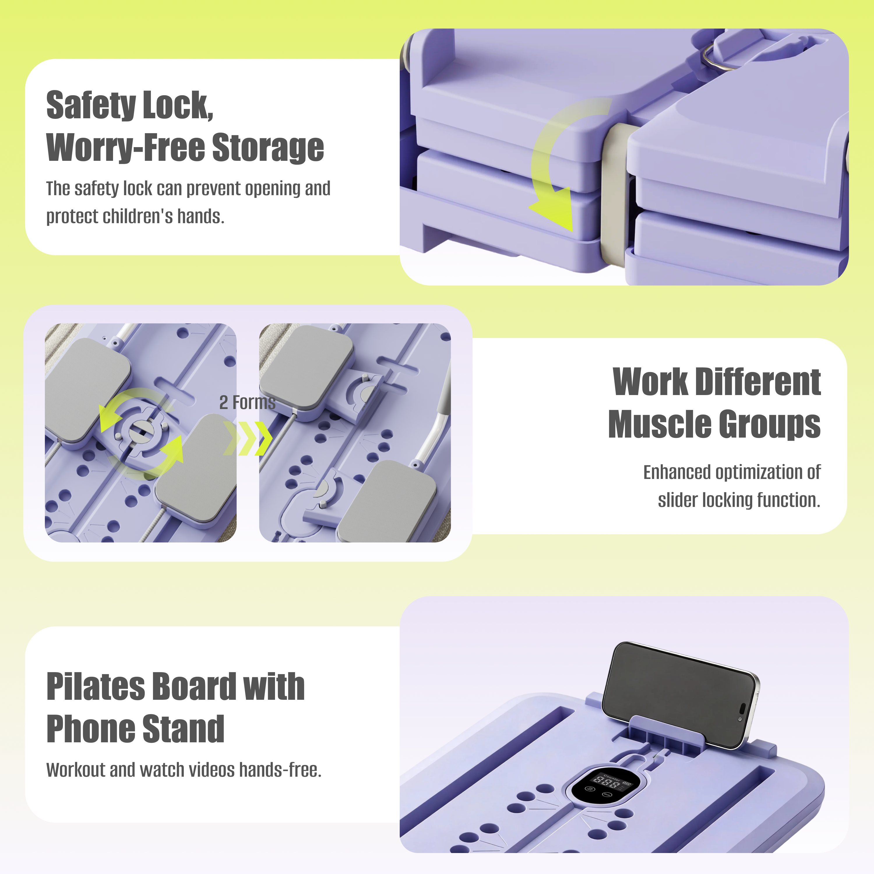 MaxU Foldable Pilates Reformer Board with Counter – Lavender feature image 4