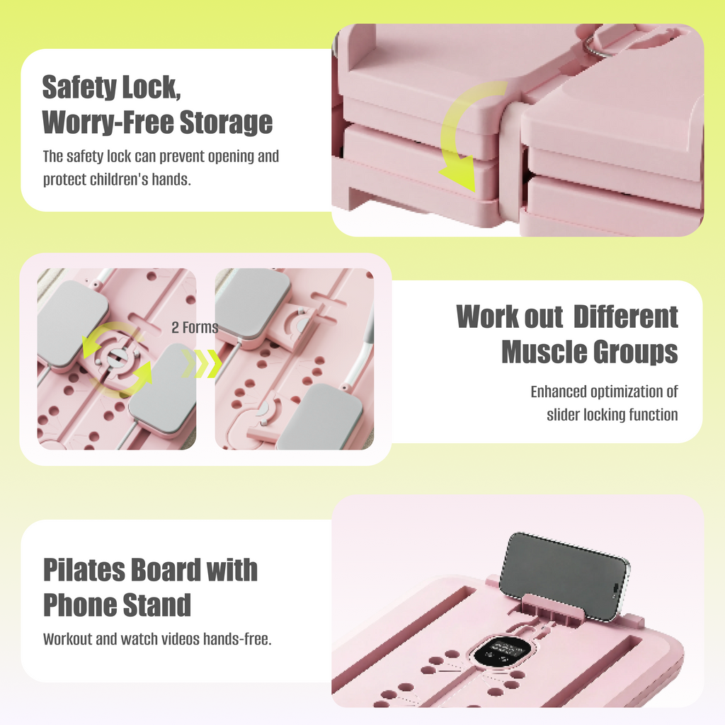 MaxU Foldable Pilates Reformer Board with Counter – Pink feature image 6
