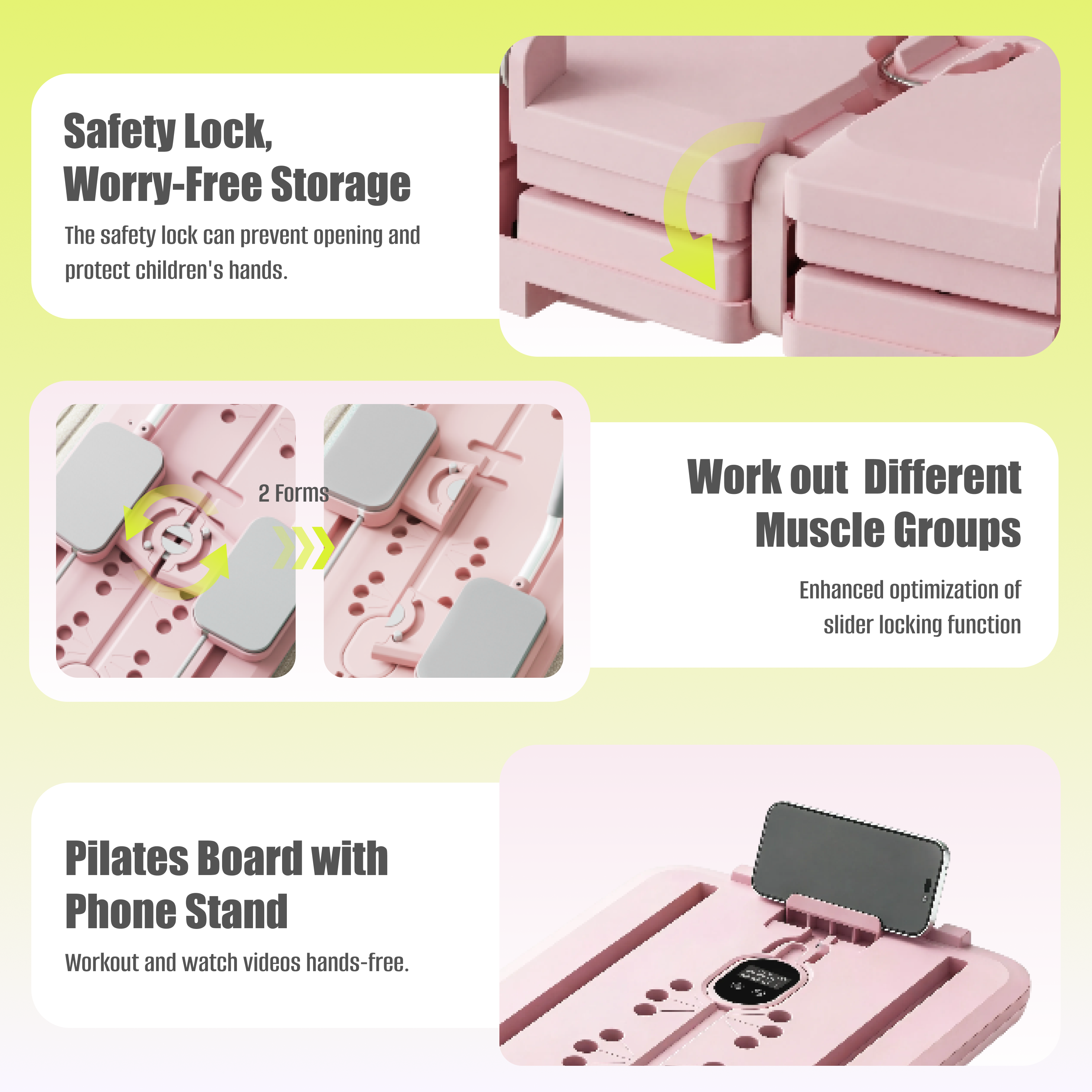 MaxU Foldable Pilates Reformer Board with Counter – Pink feature image 6