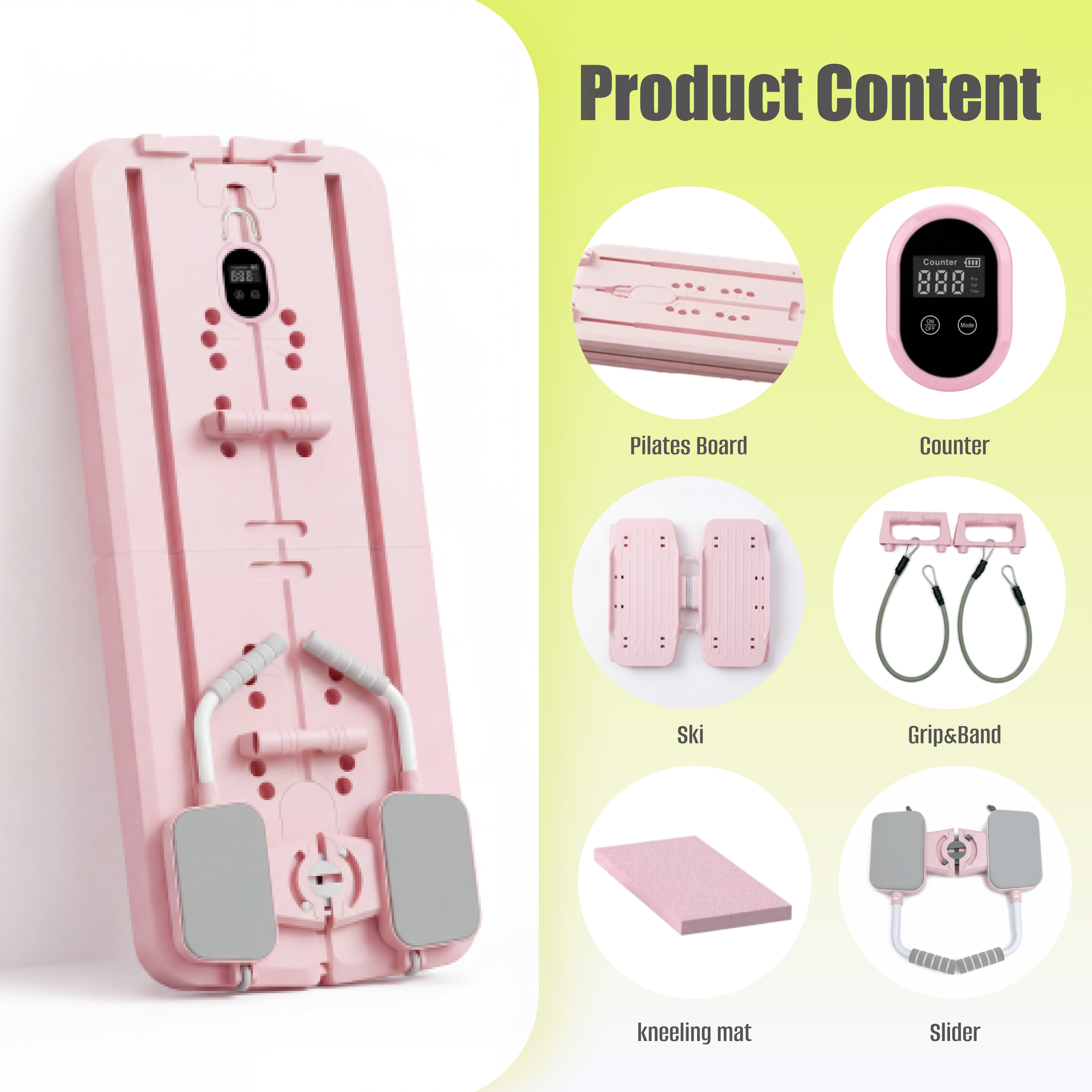 MaxU Foldable Pilates Reformer Board with Counter – Pink feature image 7