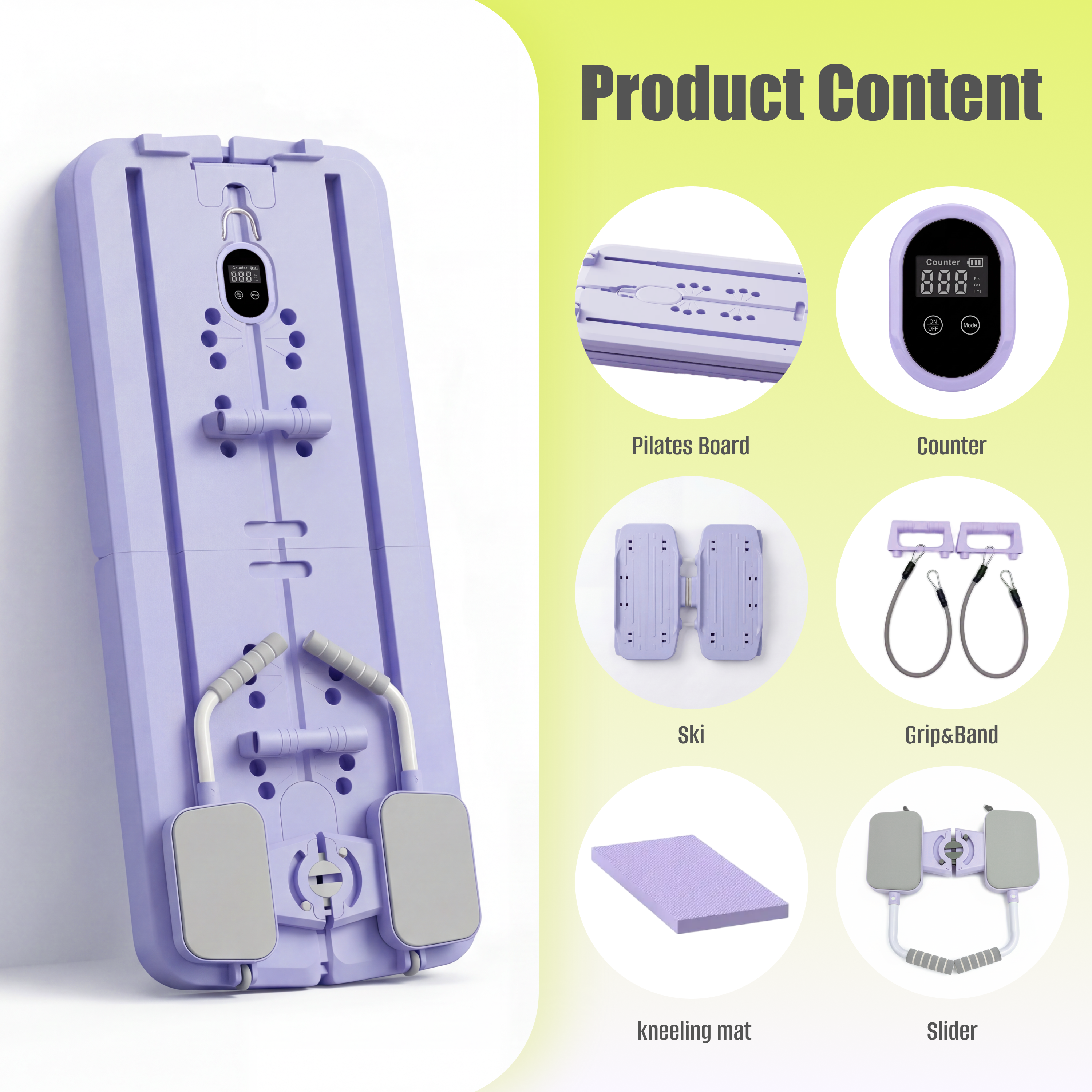 MaxU Foldable Pilates Reformer Board with Counter – Lavender feature image 9